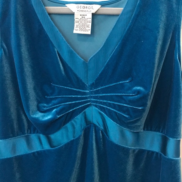 George Turquoise Blue Stretch Velvet Cami Top - Picture 7 of 11